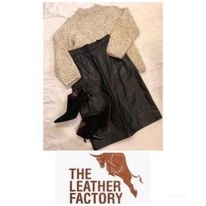 The Leather Factory Black Pencil Skirt Pocket Classic Elegance Glam Silhouette